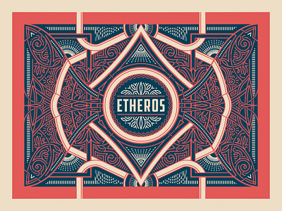 Etheros baroque design filigree illustration linework monoline ornaments packaging typography